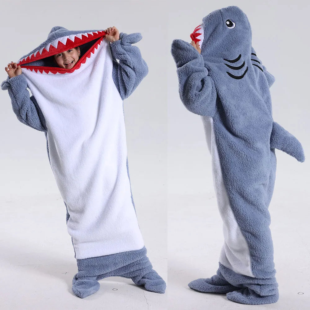 Halloween Shark Costume Kids Pajamas One Piece Hooded Jumpsuits Animal Kigurumi Footed Pajama Children's Sleepwear Kids Pyjamas
