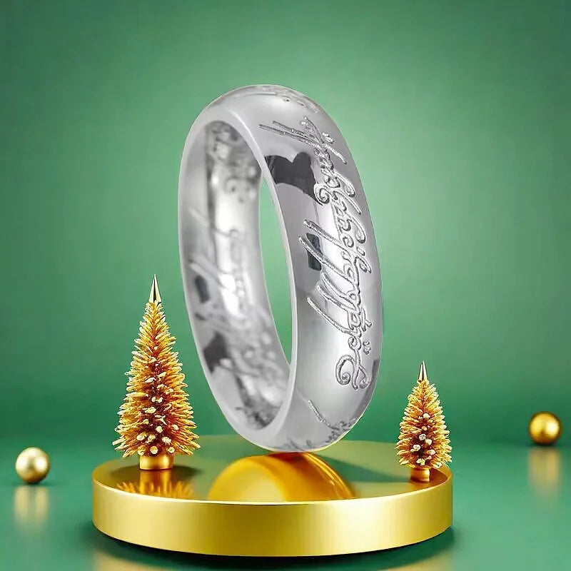 Titanium Steel Lord of The Rings Engraving Fast Fading Titanium Steel Couple Ring Hand Jewelry Wholesale