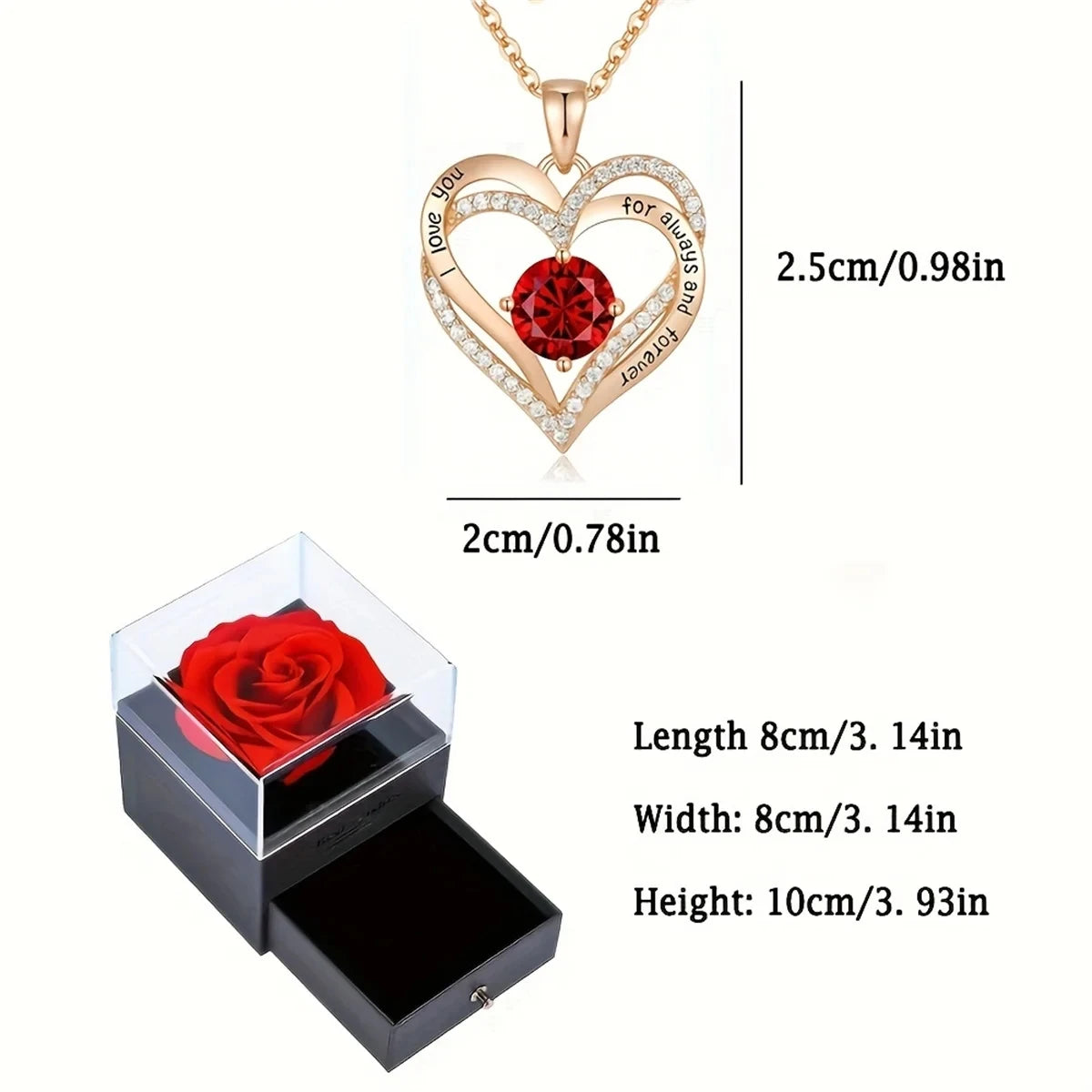 Luxury Red Zircon Pendant Necklaces with Rose Flower Gift Box For Girlfriend Women I Love You Gifts Trendy Wedding Jewelry