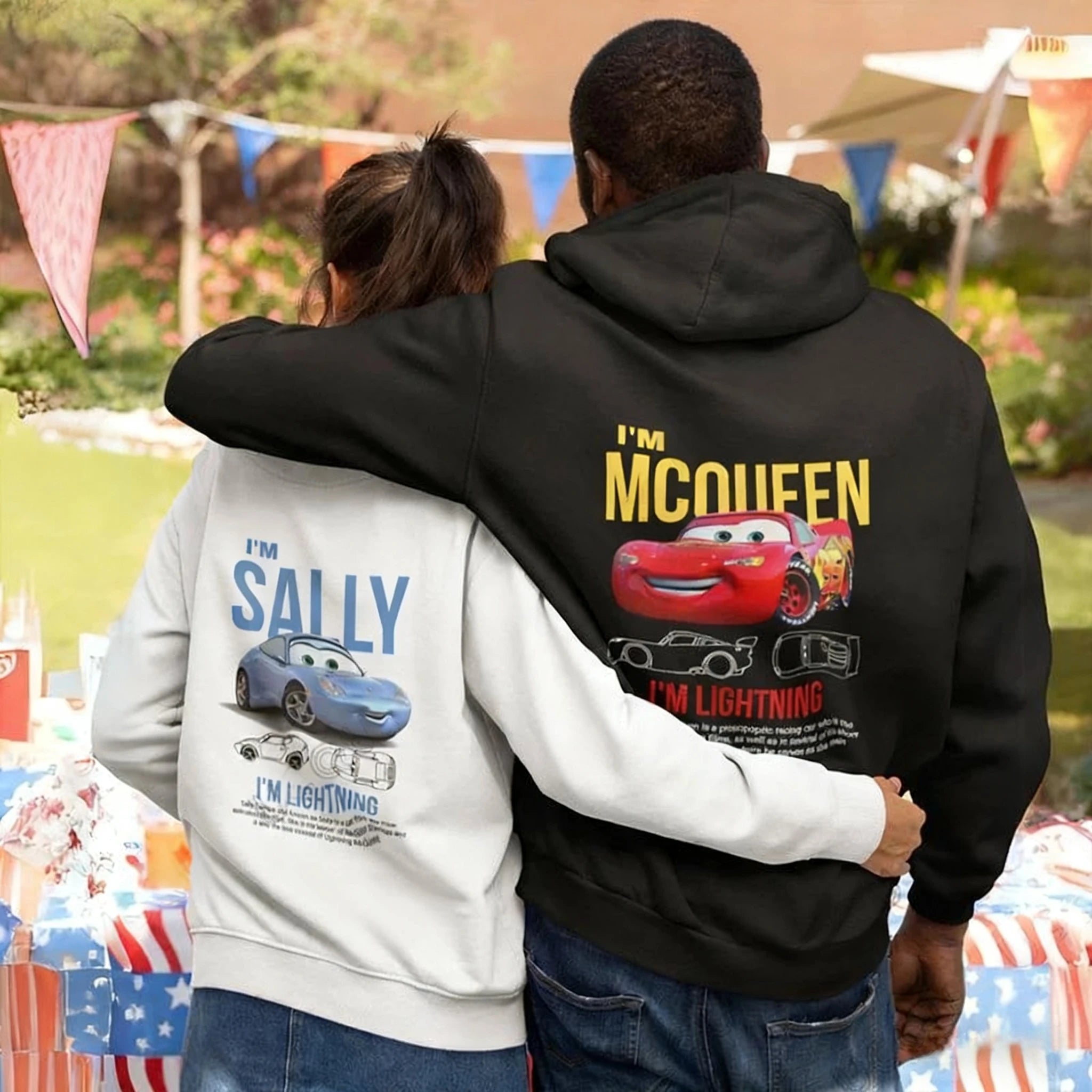 Harajuku Men Women Sally I'm Lightning Cars McQueen Graphic Hoodies Accessories Couple Top Pullover Sweatshirt Harajuku Clothing