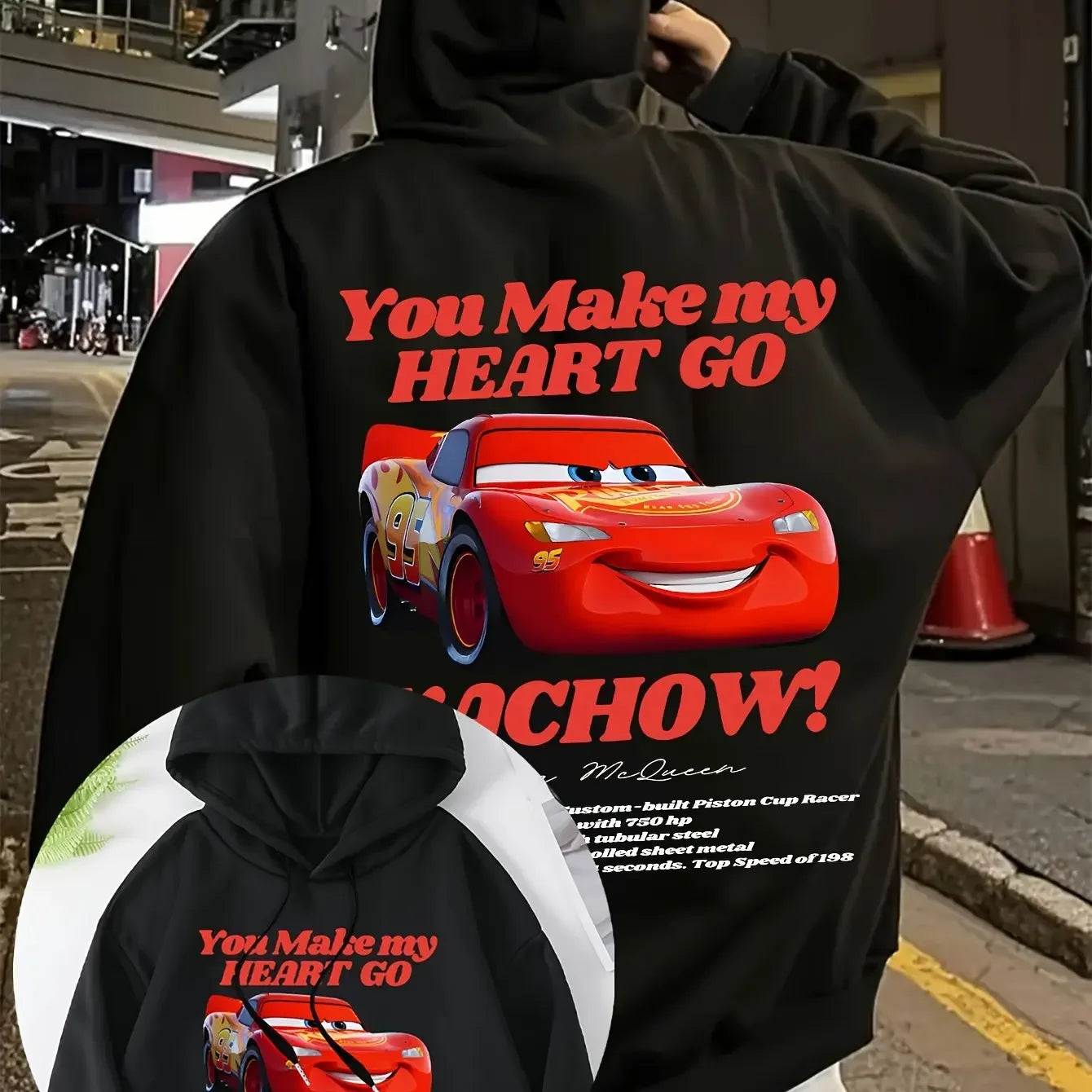 Harajuku Men Women Sally I'm Lightning Cars McQueen Graphic Hoodies Accessories Couple Top Pullover Sweatshirt Harajuku Clothing