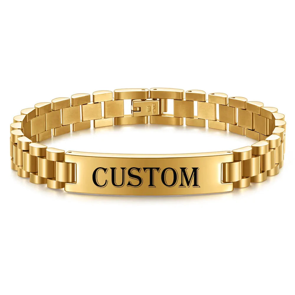 Fashion Watch Chain 10mm Smooth Titanium Steel Bracelet for Men Customizable Personalized  Male Gentleman Business Gift Jewelry