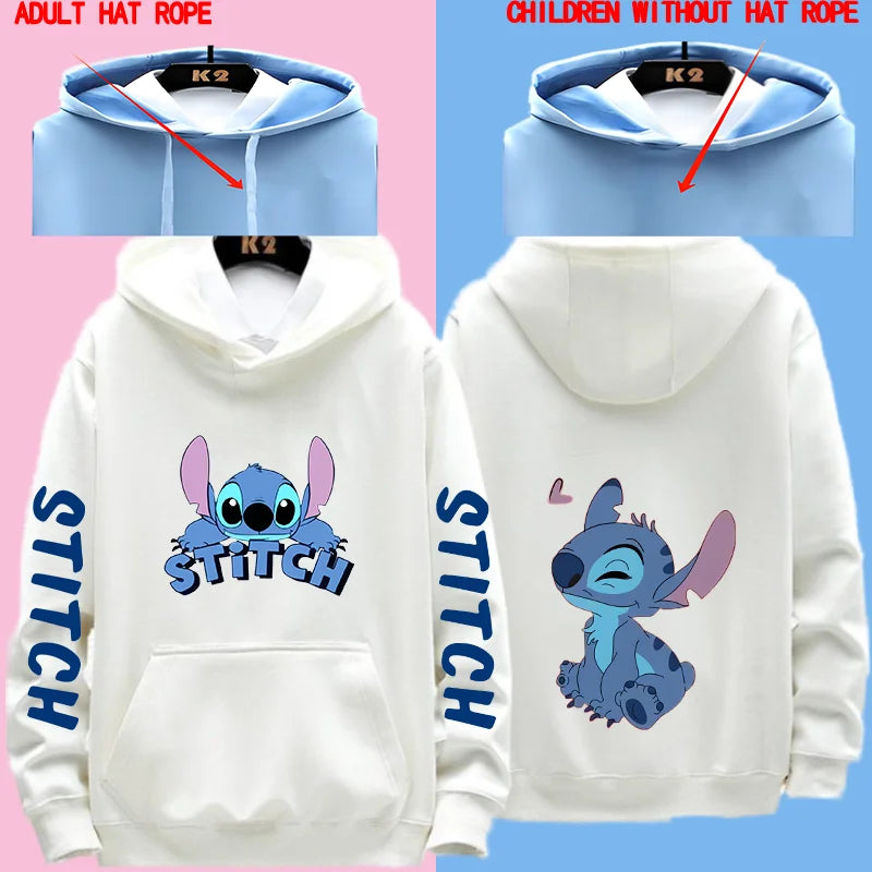 Miniso Funny Anime Autum Winter Men Women Hoodie Children Clothe Kid Girl Boy Lilo and Stitch Sweatshirt Manga Hoody Baby Casual