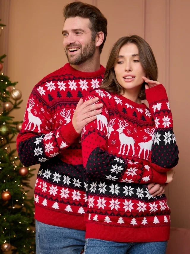 Hot deals Winter Couples Kids Christmas Sweaters Family Matching Outfits Soft Knitwear  Look Pullover