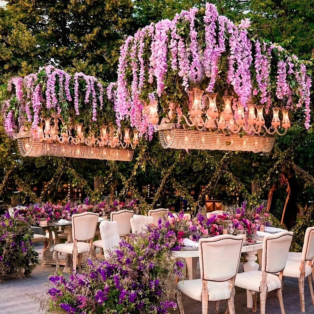 12pcs Wisteria Vine Artificial Flowers Wholesale Trailing Fake String for Home Wedding Party Decor Silk