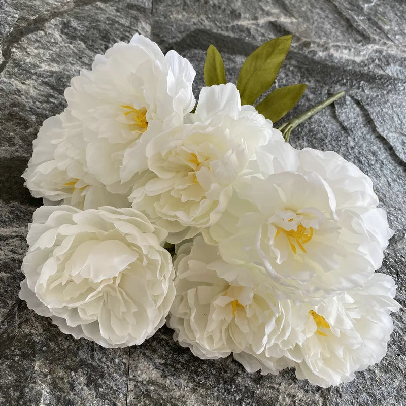 42CM New 7-head Peony Flower Simulation Bouquet Living Room Home Decoration Indoor Wedding Table Fake Artificial Flowers Cheap