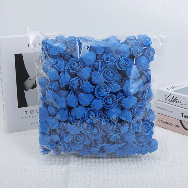 100/500pcs 3.5cm Artificial Rose Heads Foam Rose Artificial Flowers for Rose Bear Valentine Gift Wedding Party