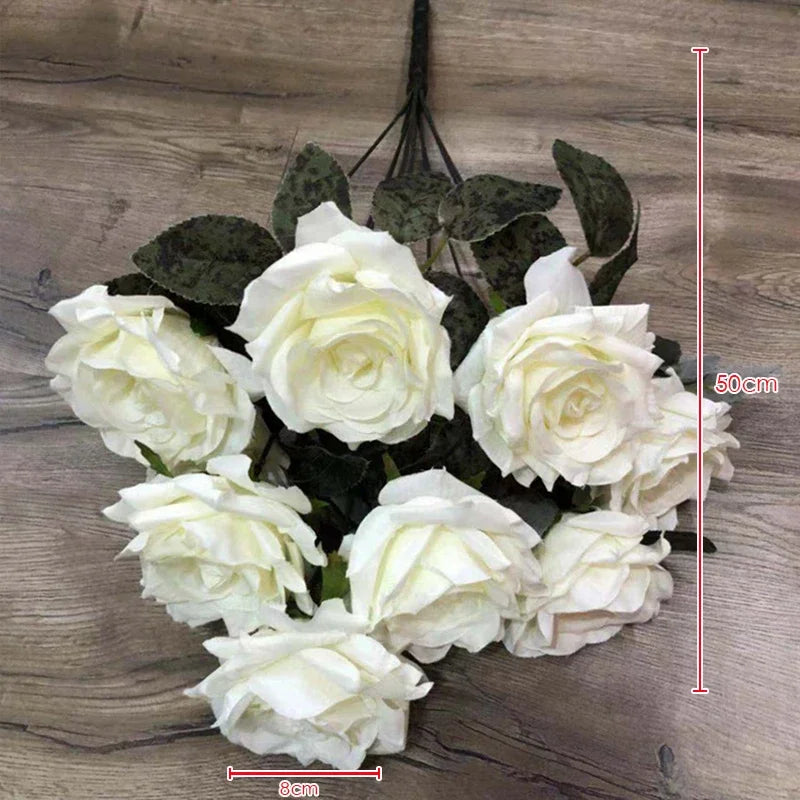 9 Heads/1 Bunch Diamond Rose Artificial Floral Bride Bouquet diy Wedding Flower Wall Accessories Party Gift Home Decor Props
