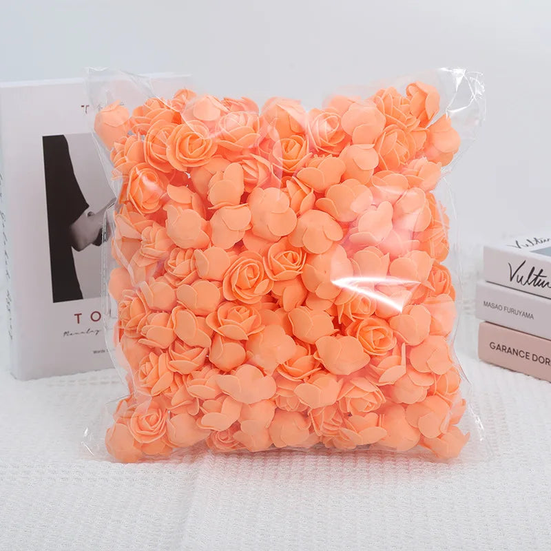 100/500pcs 3.5cm Artificial Rose Heads Foam Rose Artificial Flowers for Rose Bear Valentine Gift Wedding Party