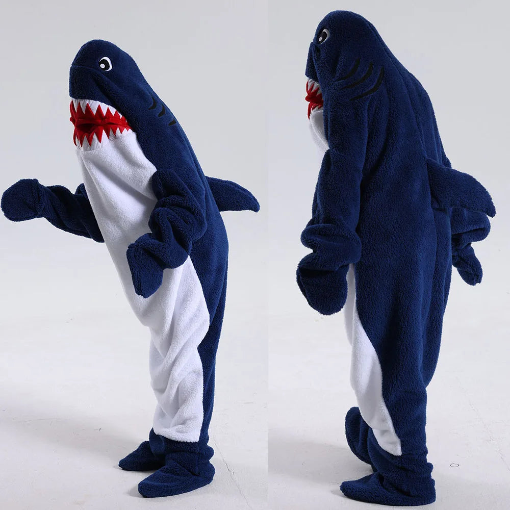 Halloween Shark Costume Kids Pajamas One Piece Hooded Jumpsuits Animal Kigurumi Footed Pajama Children's Sleepwear Kids Pyjamas