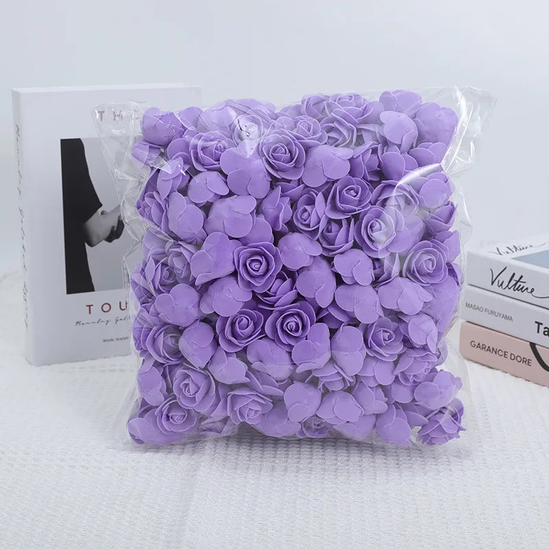 100/500pcs 3.5cm Artificial Rose Heads Foam Rose Artificial Flowers for Rose Bear Valentine Gift Wedding Party