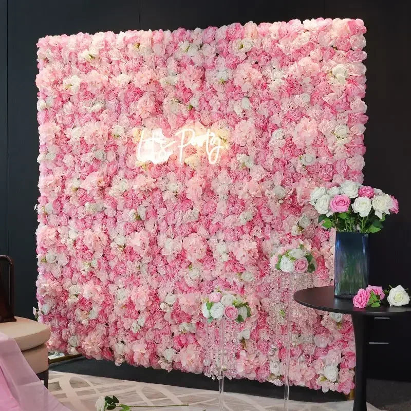 12PCS Artificial Flowers Roses Wall Panel 3D Flower Backdrop Faux Roses for Wall Party Wedding Bridal Shower Outdoor Decoration