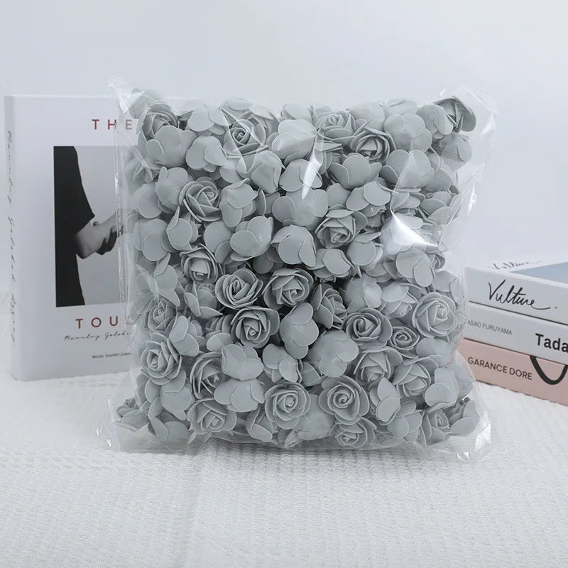 100/500pcs 3.5cm Artificial Rose Heads Foam Rose Artificial Flowers for Rose Bear Valentine Gift Wedding Party