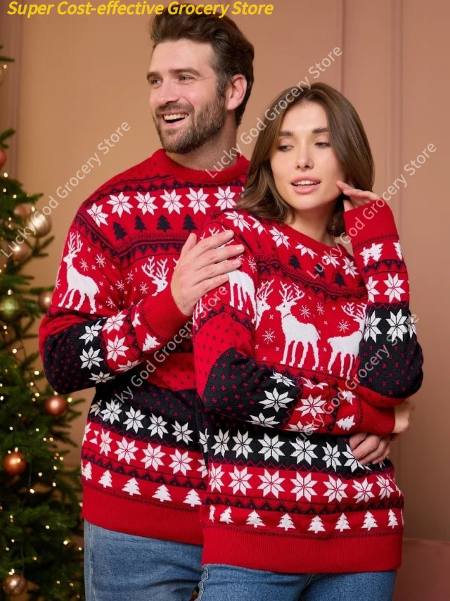 Hot deals Winter Couples Kids Christmas Sweaters Family Matching Outfits Soft Knitwear  Look Pullover