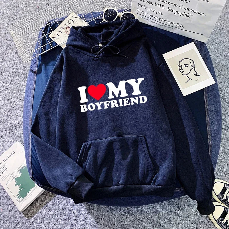 2025 Hot Sale Couple Hoodie Classic Love BF GF Printed Sweatshirt All Season Man Woman Home Outdoor Casual Sporty Loose Pullover