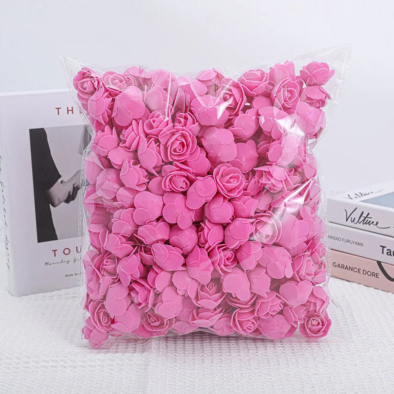 100/500pcs 3.5cm Artificial Rose Heads Foam Rose Artificial Flowers for Rose Bear Valentine Gift Wedding Party