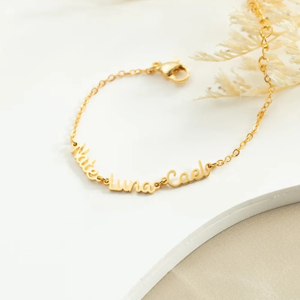 Custom 1-3 Name Bracelet Sisters Bracelet Family Member Bracelet Fashion Simple Stainless Steel Jewelry Bracelet